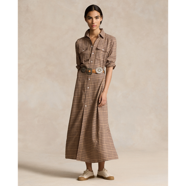 Polo Ralph Lauren Belted Plaid Cotton-blend Dress In Country Plaid