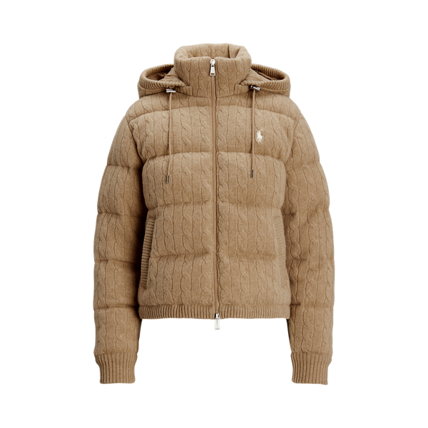 POLO RALPH LAUREN】ケーブルニット フーデッド ダウン コート I 