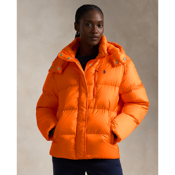 Ralph Lauren Water-repellent Quilted Down Jacket In Orange