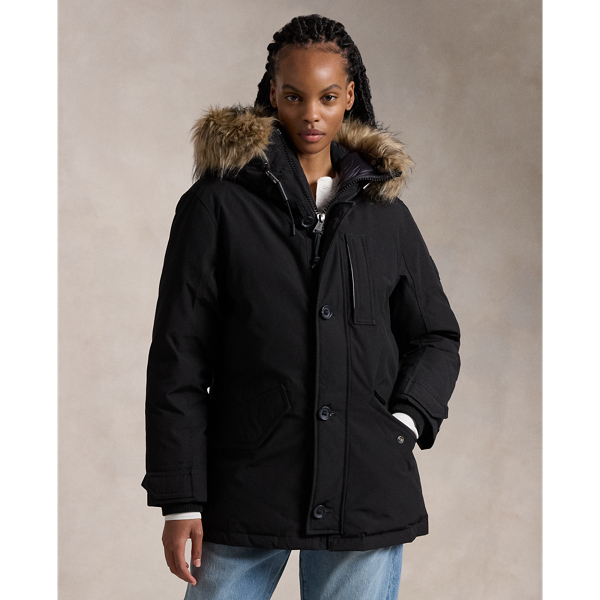 Ralph Lauren Faux-fur-trim Down Parka In Polo Black