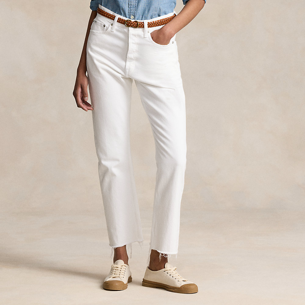 Shop Ralph Lauren High-rise Relaxed Straight Crop Jean In Dova Wash