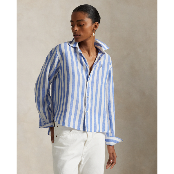 Chemise large et courte en lin vichy - Polo Ralph Lauren - Modalova