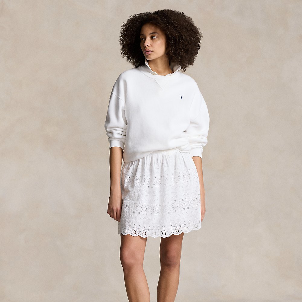 Shop Polo Ralph Lauren Eyelet Cotton Miniskirt In White