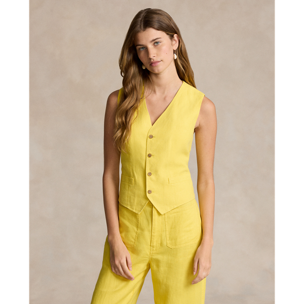 Shop Ralph Lauren Linen-cotton Vest In Sunfish Yellow