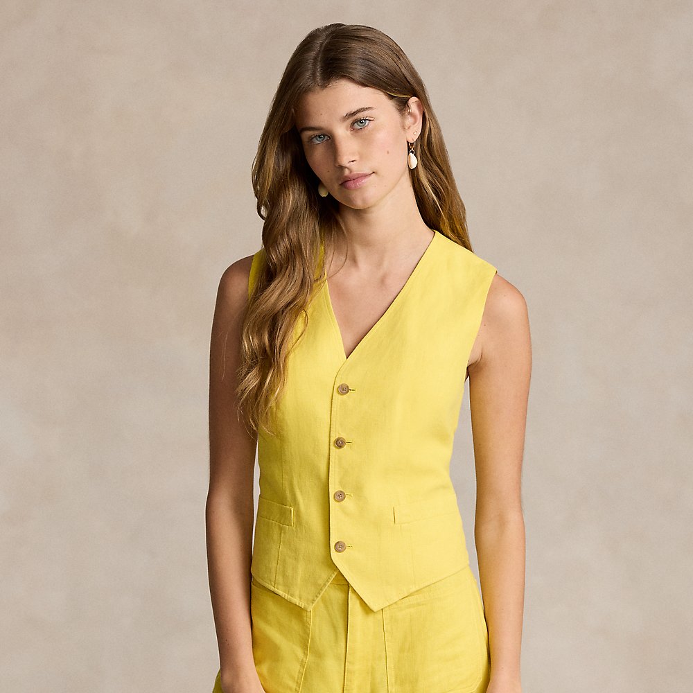 Shop Ralph Lauren Linen-cotton Vest In Sunfish Yellow