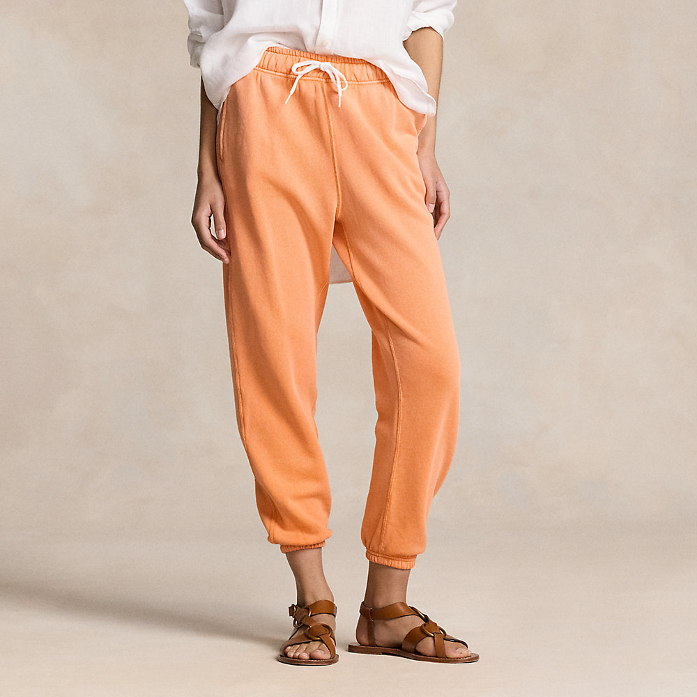 Shop Ralph Lauren Lightweight Fleece Athletic Pant In May Orange