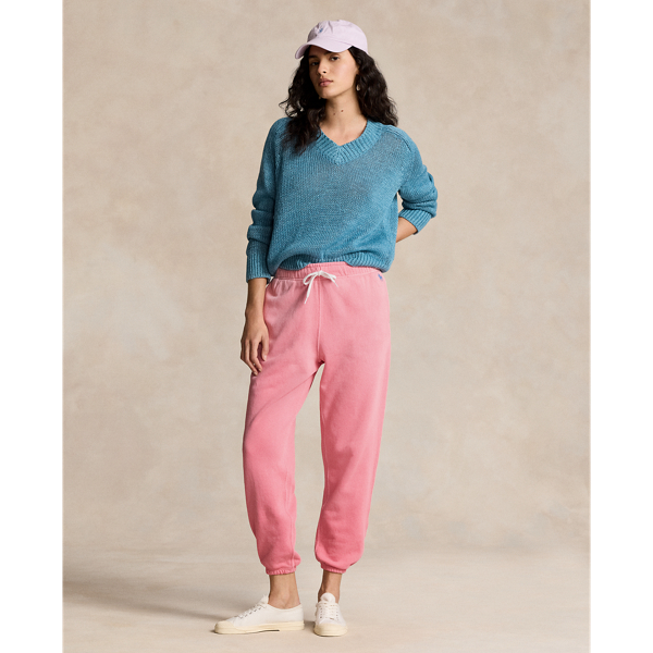 Shop Ralph Lauren Lightweight Fleece Athletic Pant In Ribbon Pink