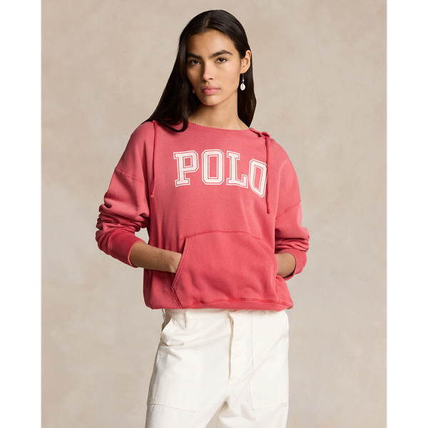 Polo Ralph Lauren Logo Split-neck Fleece Hoodie In Sunrise Red