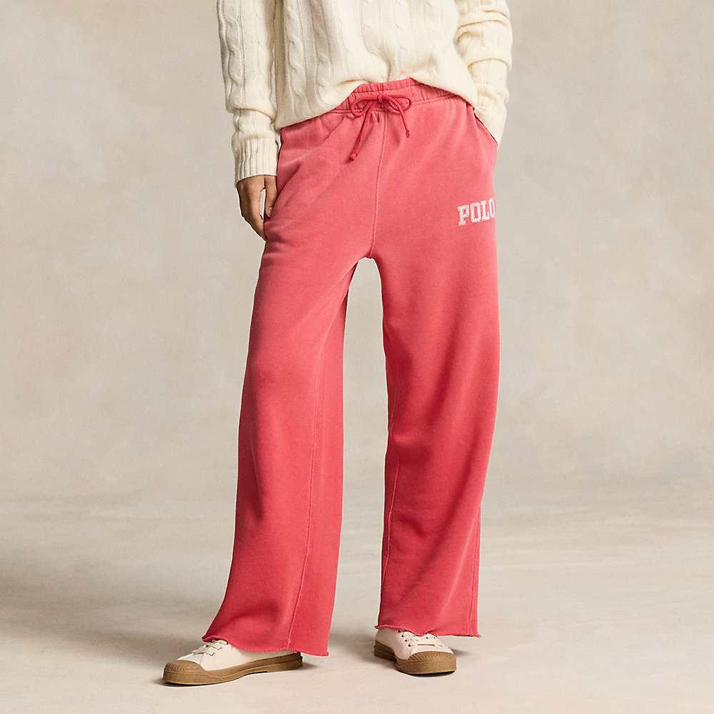Ralph Lauren Logo Fleece Athletic Pant In Sunrise Red