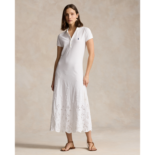 Shop Ralph Lauren Eyelet Polo Dress In White