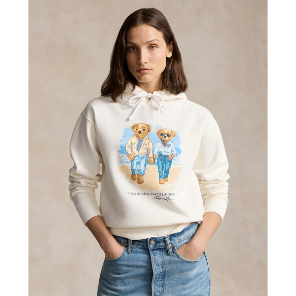 Reflecting the relaxed ease and timeless spirit of Polo Ralph Lauren Lauren, this cotton-blend-fleece hoodie is washed for softness and printed with a graphic Polo Bear duo inspired by Ralph Lauren and Ricky Lauren.