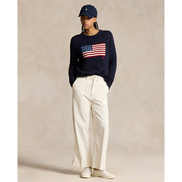 Pantalon 7/8 jambe large velours côtelé - Polo Ralph Lauren - Modalova