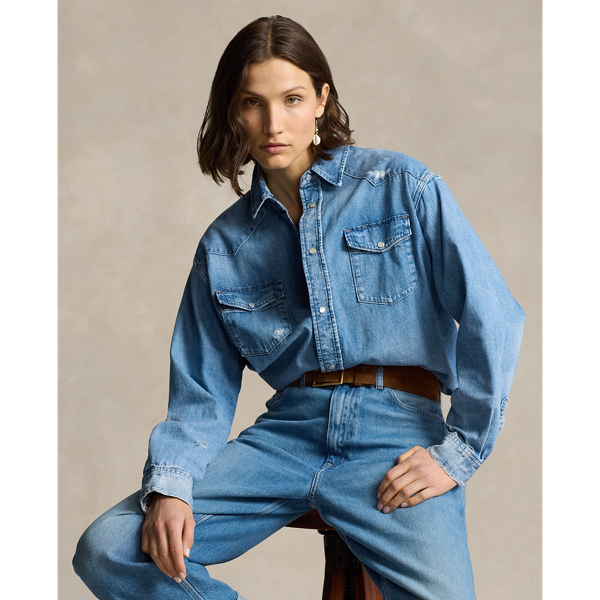 Polo Ralph Lauren Denim Long Sleeve Buttondown Canaria Wash In Onslow Wash