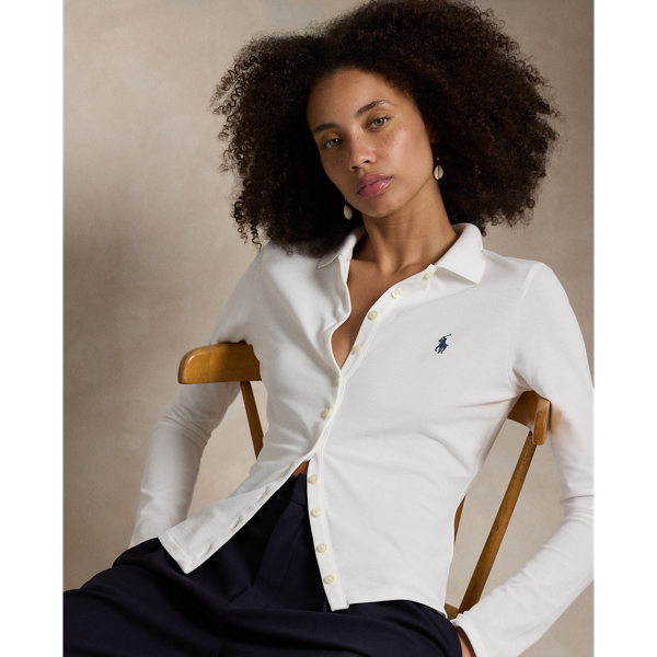 POLO RALPH LAUREN BUTTONED-PLACKET LONG-SLEEVE POLO SHIRT