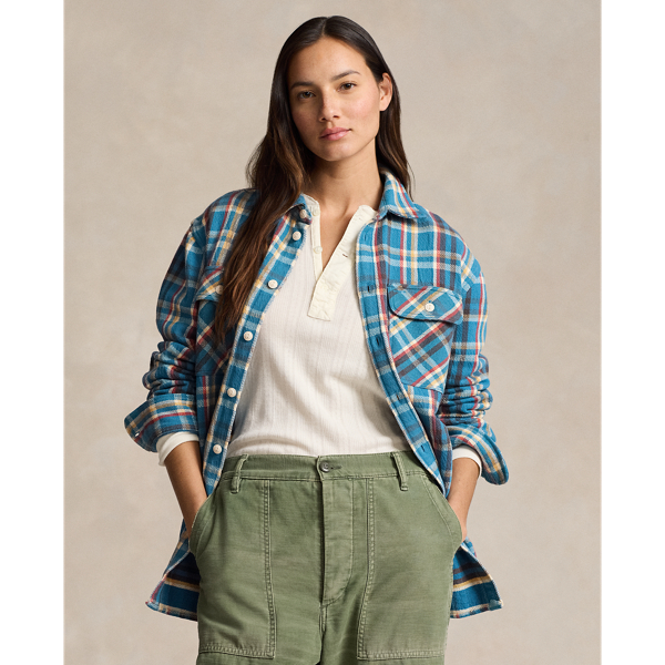 Polo Ralph Lauren Plaid Cotton Twill Workshirt In Blue