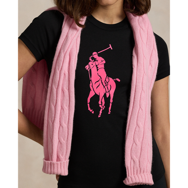 Pink Pony コットン リブド Tシャツ