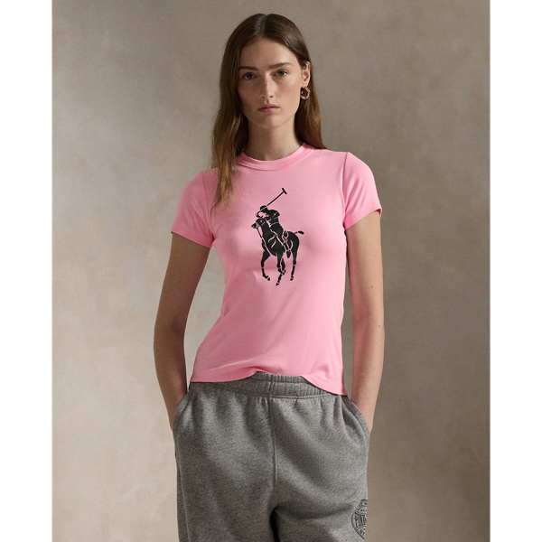 Pink Pony コットン リブド Tシャツ