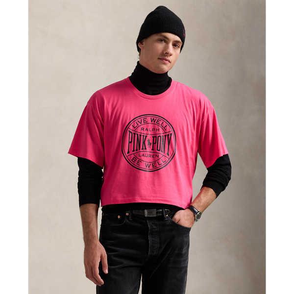 Pink Pony コットン ジャージー クロップド Tシャツ