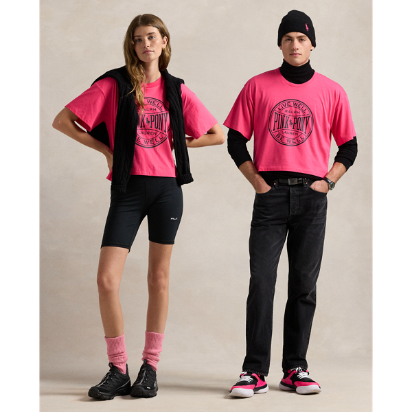 Polo Ralph Lauren Pink Pony Cotton Jersey Cropped Tee In Blaze Fuchsia