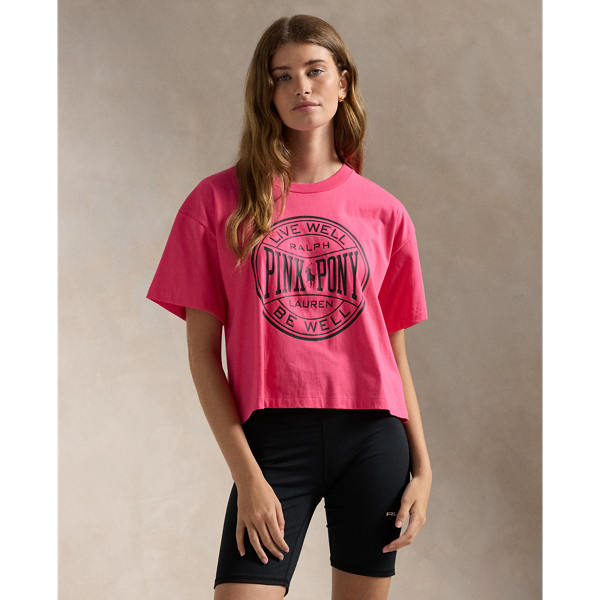 Pink Pony コットン ジャージー クロップド Tシャツ