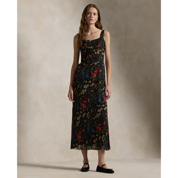 ralph lauren floral chiffon dress Ralph Lauren Collection Melony Floral Crinkle Chiffon Day Dress