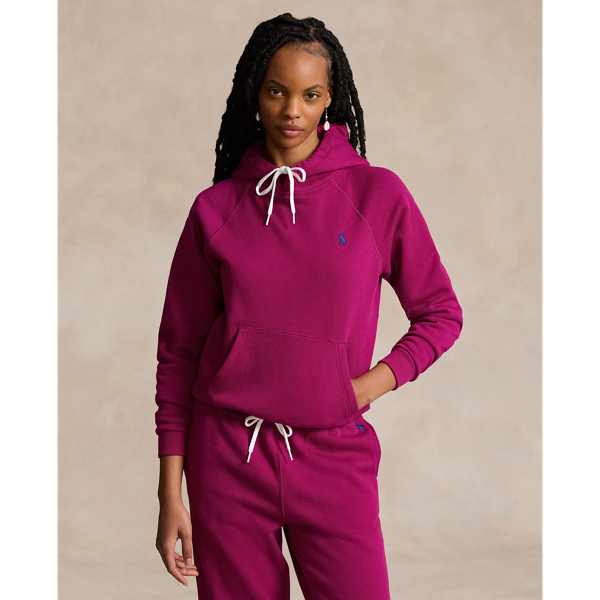 Polo Ralph Lauren Shrunken Fit Fleece Hoodie In Fuschia Berry