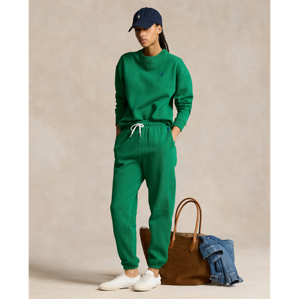 Ralph Lauren Fleece Athletic Pant In Hillside Green