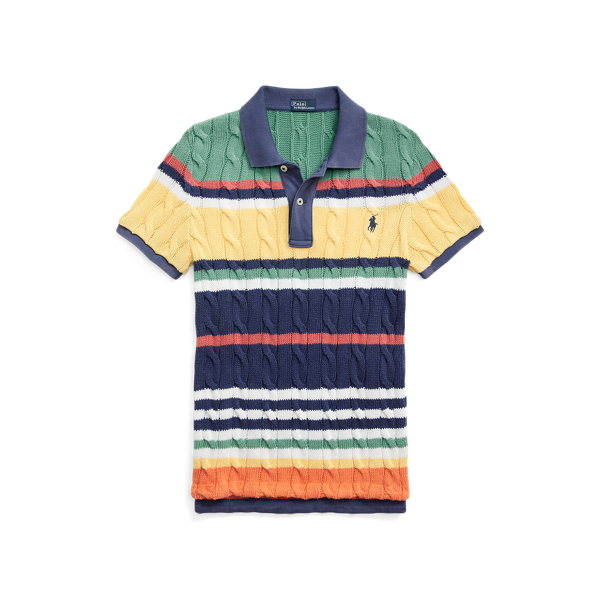 POLO RALPH LAUREN】スリム フィット ケーブルニット ポロシャツ 