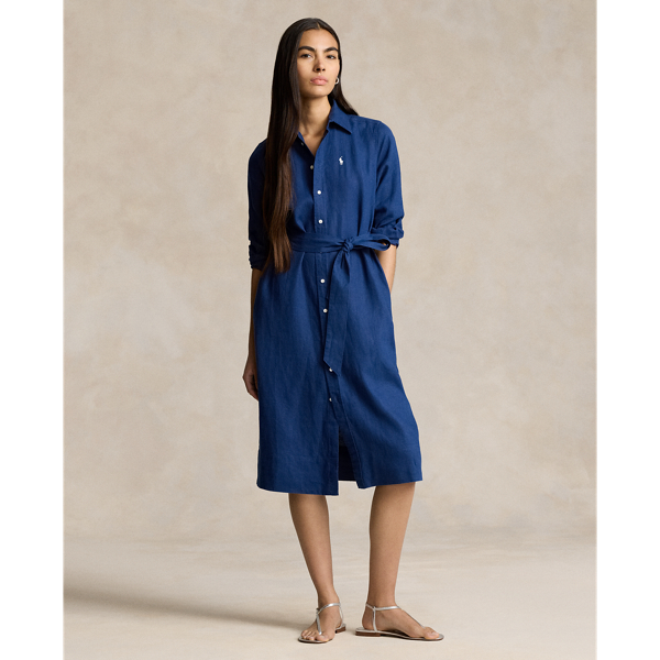 POLO RALPH LAUREN】ベルテッド リネン シャツドレス | (ワンピース 