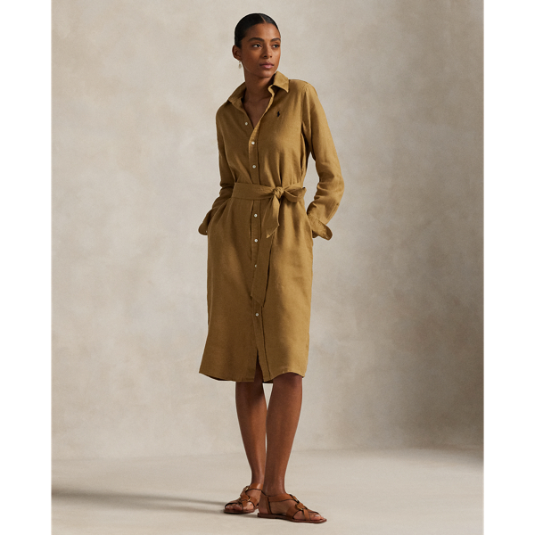 Robe-chemise ceinturée en lin - Polo Ralph Lauren - Modalova