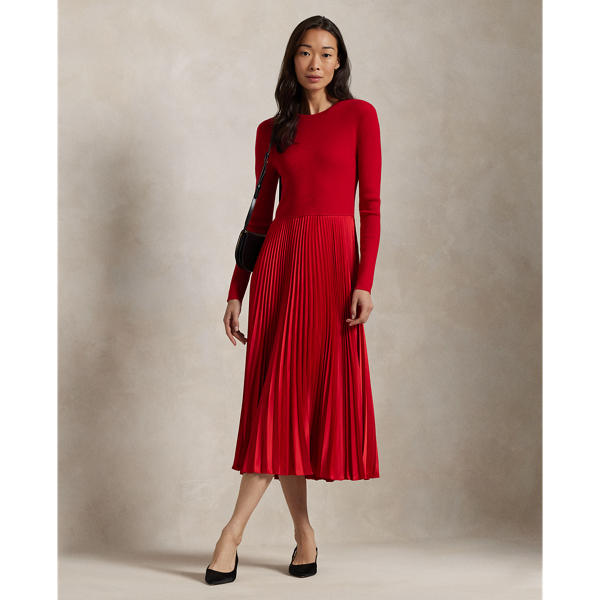 LAUREN RALPH LAUREN ボーダー ニットワンピース フレア袖 S