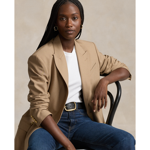 Polo Ralph Lauren Double-breasted Wool-blend Blazer In Camel
