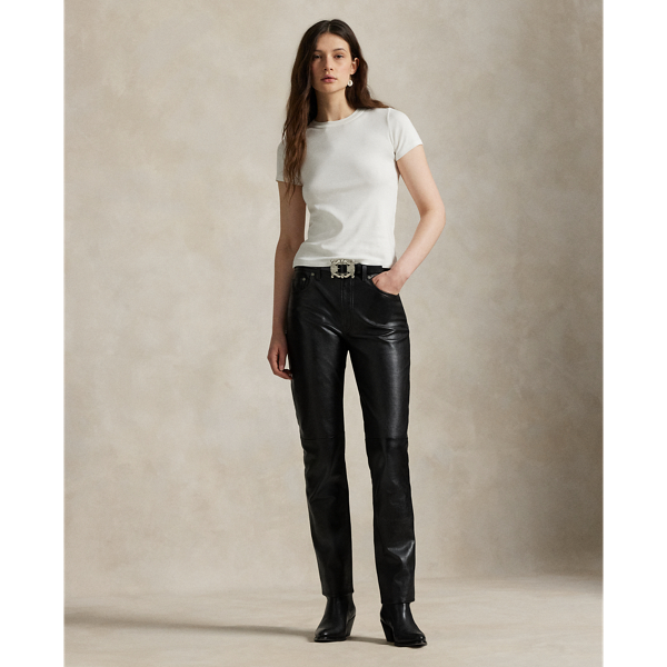 Pantalon droit décontracté en agneau - Polo Ralph Lauren - Modalova