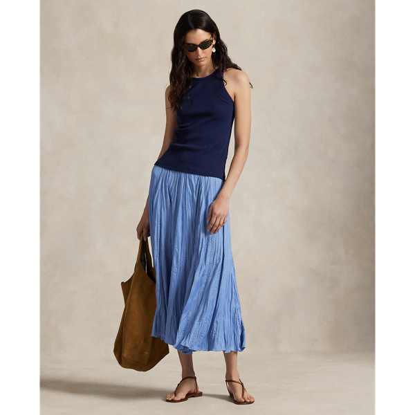Jupe trapèze en satin froissé - Polo Ralph Lauren - Modalova