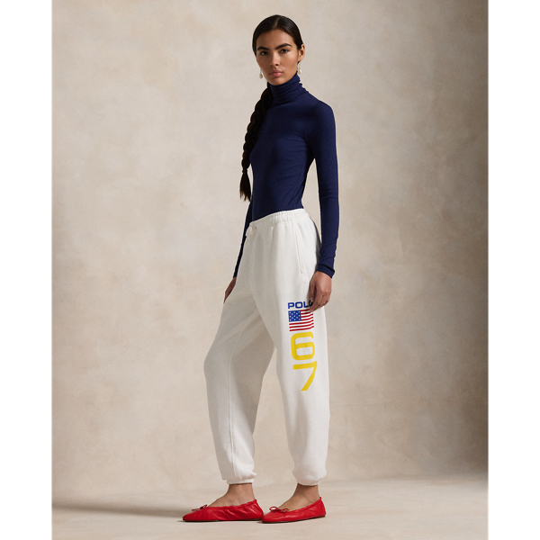 Polo Ralph Lauren Flag Logo Fleece Sweatpant In White