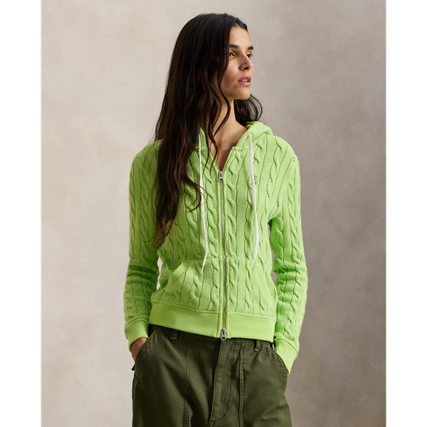 Cable-Knit Cotton Full-Zip Hoodie