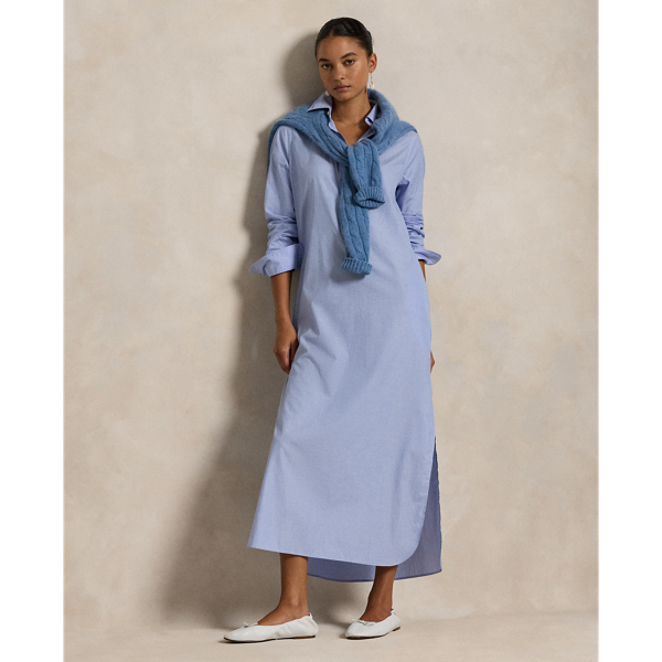 Polo Ralph Lauren Tunic Dress With Long Cuffed Sleeves In Classic Medium Blue
