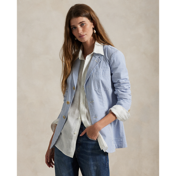 Blazer rayé en seersucker de coton - Polo Ralph Lauren - Modalova