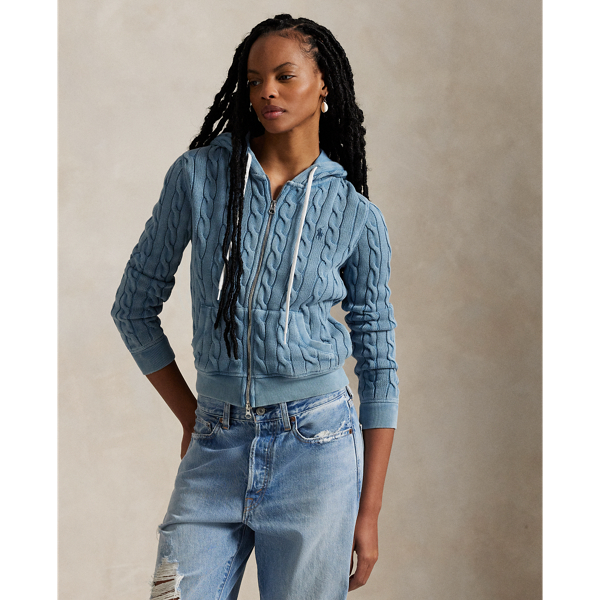 Sweat à capuche zippé torsadé en coton - Polo Ralph Lauren - Modalova