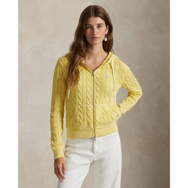 The versatile style of a full-zip hoodie meets  Ralph Lauren Lauren's signature cable-knit construction in this cotton layer, which is adorned with our embroidered Pony on the chest.