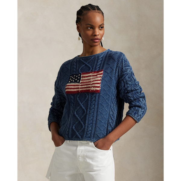 Pull à drapeau en tricot d'Aran - Polo Ralph Lauren - Modalova