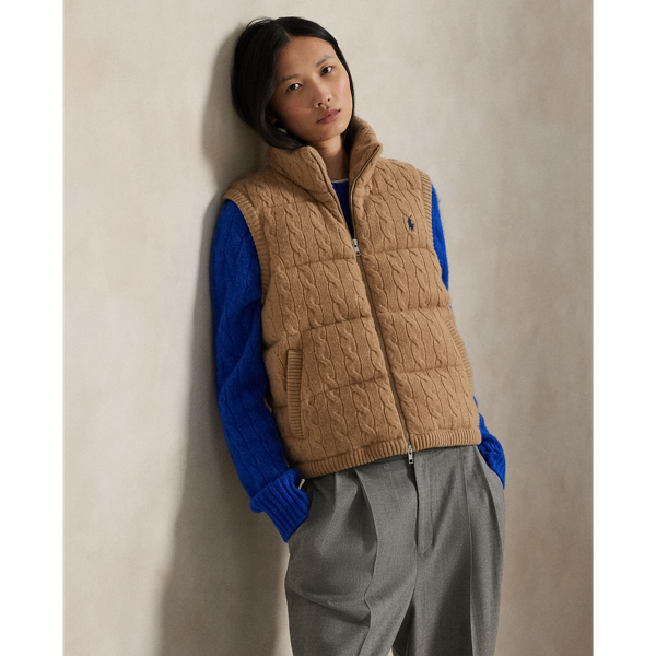 Ralph Lauren Cable-knit Wool-cashmere Quilted Vest