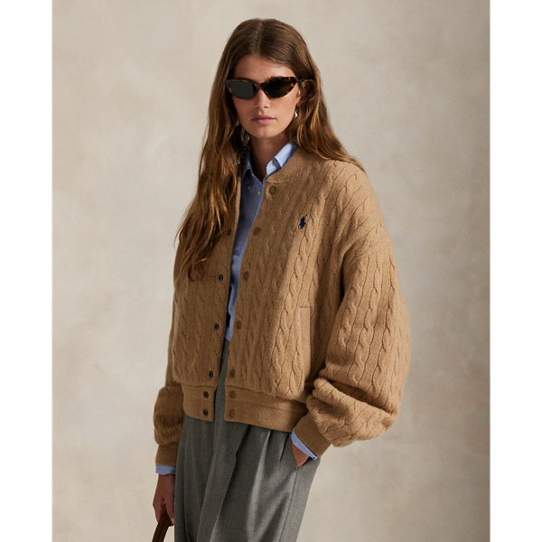 Ralph Lauren Cable-knit Wool-cashmere Bomber Jacket