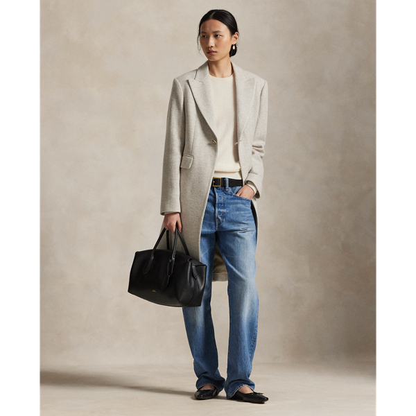 Ralph Lauren Wool-blend Herringbone Coat In White