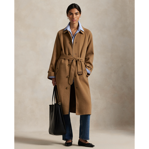 Italian wool and cashmere come together to create this version of the classic balmacaan coat, which is cut for a relaxed fit and paired with a buckled self-belt.