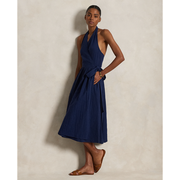 Robe portefeuille dos nu en coton - Polo Ralph Lauren - Modalova