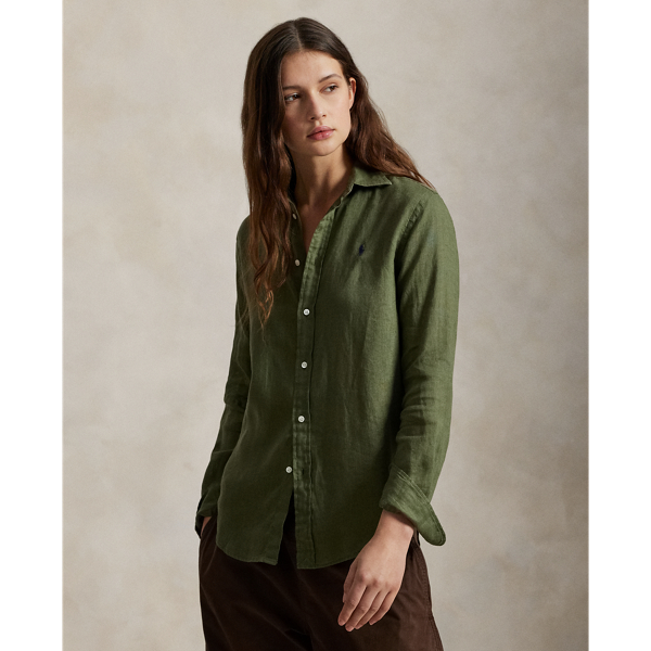 Ralph Lauren Classic Fit Linen Shirt In Green