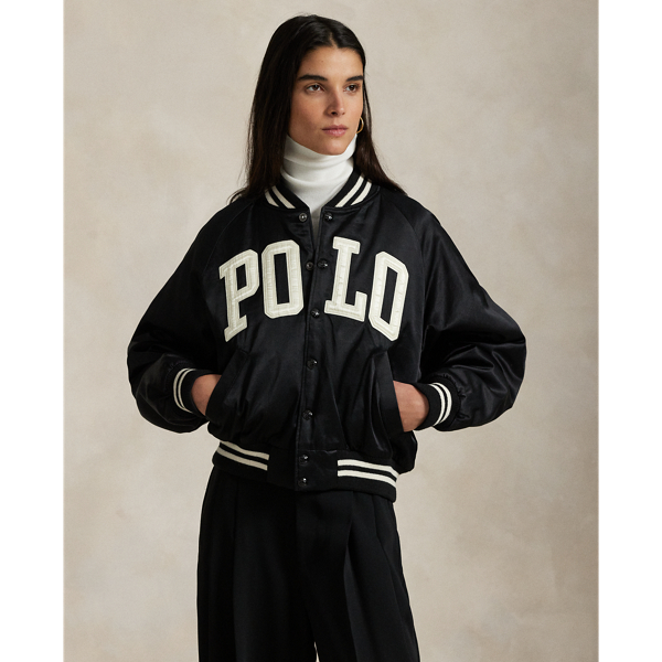 Bomber logo en satin - Polo Ralph Lauren - Modalova