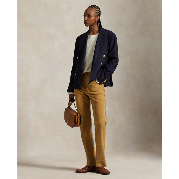 Ralph Lauren Suede Relaxed Straight Pant In Brown