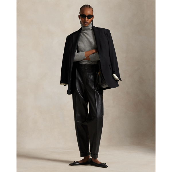 Leather Pleated Tapered Trouser - Polo Ralph Lauren - Modalova